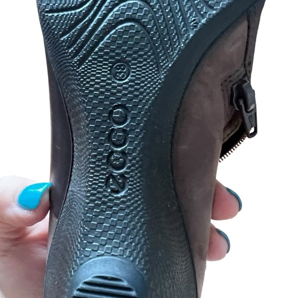 Ecco Ankle Boots Women's Size 38 US 7-7.5 Bootie Heels Leather Side Zip Brown - Picture 7 of 12